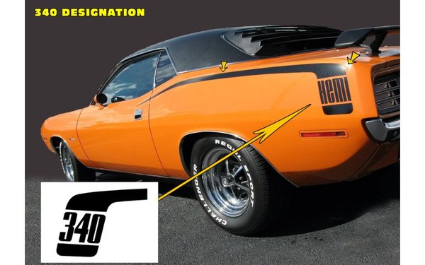 1970 Plymouth Barracuda Hockey Stick Stripes Kit - 340