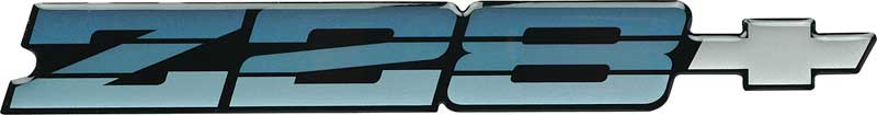 1985 Camaro Z28 Blue Rear Panel Emblem with Silver Bow Tie 