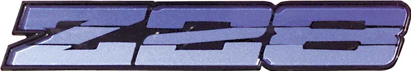 1986-87 Camaro "Z28" Dark Blue Metallic Rocker Emblem 