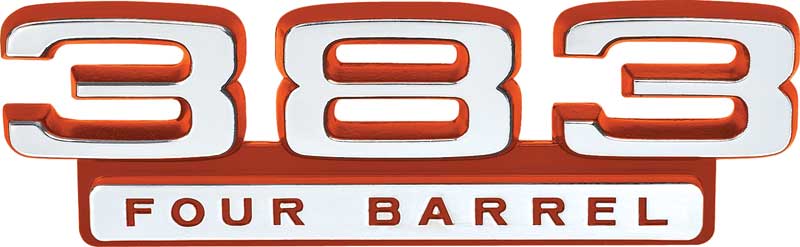 1966-71 Mopar 383 Four Barrel Fender Emblem with Red Accent 