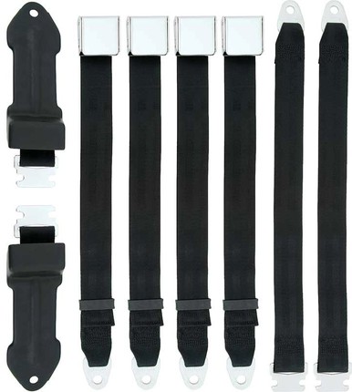 1966-67 B-body Bench Seat Belt Set (BLACK)