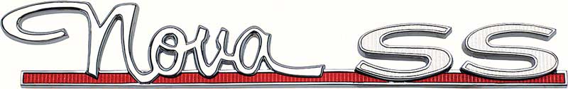 1963-64 "Nova SS" Fender/Quarter Panel Emblem with White SS Lettering 