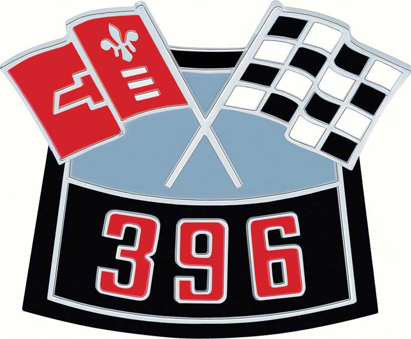 396 Die-Cast Crossed Flags Air Cleaner Emblem 