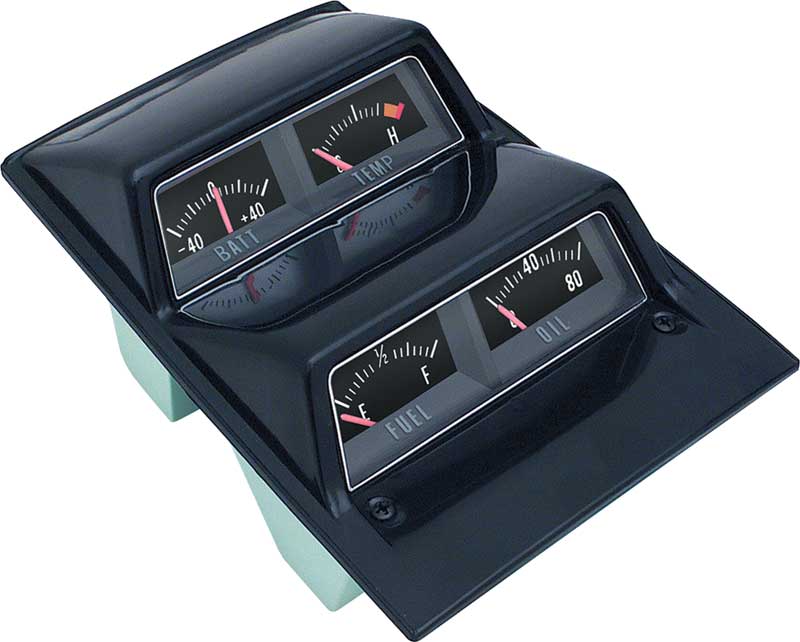 1968-69 Camaro, 1968-74 Nova Black Face Console Gauge Assembly 