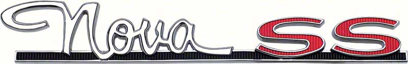 1963-64 "Nova SS" Fender/Quarter Panel Emblem with Red SS Lettering 