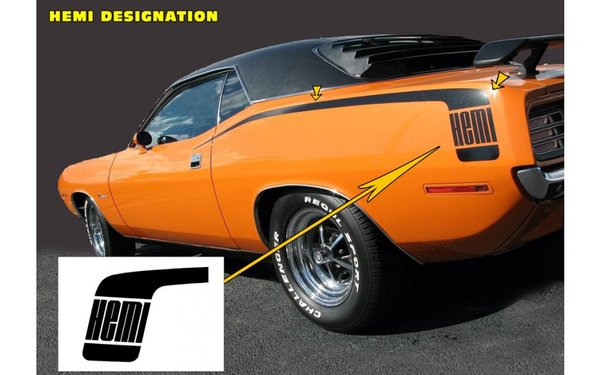 1970 Plymouth Barracuda Hockey Stick Stripes Kit - HEMI