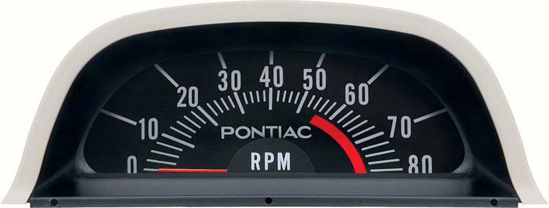 1969 Pontiac Hood Tach 5500 Red Line - V8 Point Ignition 