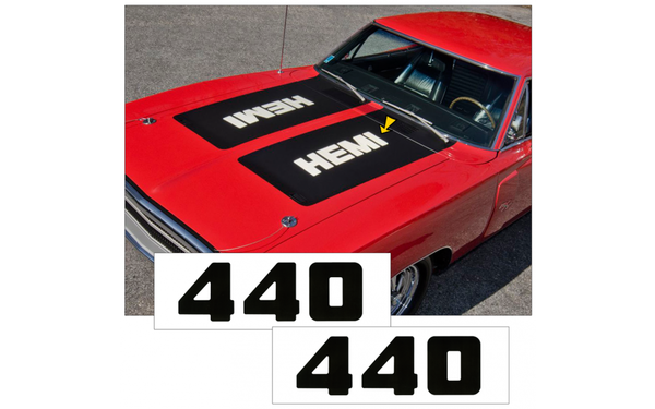 1970 Dodge Charger 440 Hood Lettering Numbers Decal Set