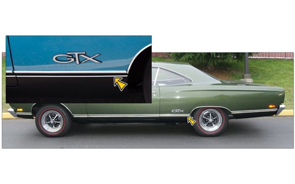 1969 Plymouth GTX Single Lower Side Body Pinstripe Kit