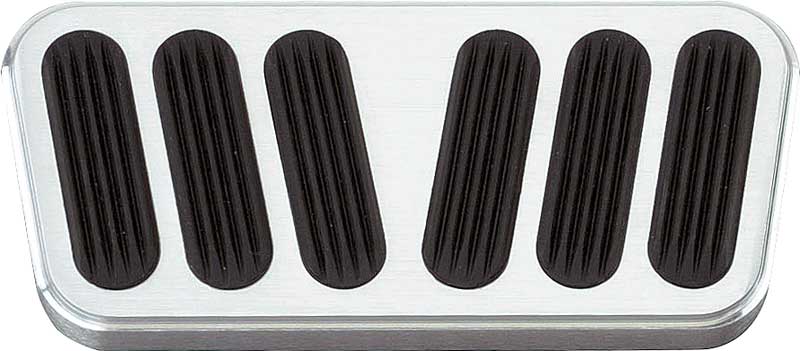 1967-69 F-Body Lokar Billet Brake Pedal Pad w/Auto Trans - Flat Style - Brushed w/Rubber Inserts 