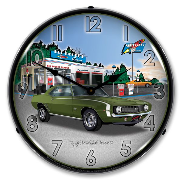 1969-1969 Chevrolet Camaro LED Clock. SS Rocket Gas