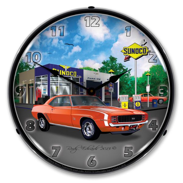 1969-1969 Chevrolet Camaro LED Clock. RS SS Sunoco