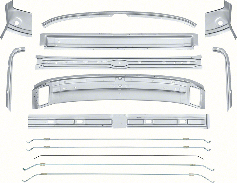 1969 Camaro / Firebird 14 Piece Inner Roof Panel Brace Set with Weld-Thru&trade; Primer 