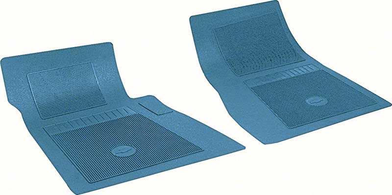 Chevrolet 2 Piece Medium Blue Front Floor Mat Set With Bow Tie 
