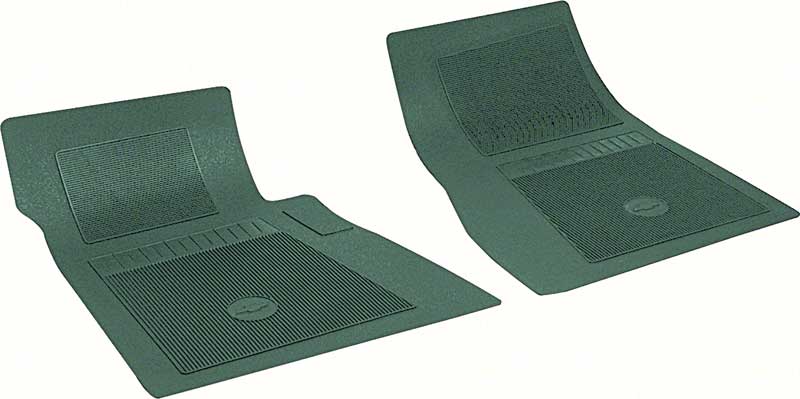 Chevrolet 2 Piece Dark Green Front Floor Mat Set With Bow Tie 