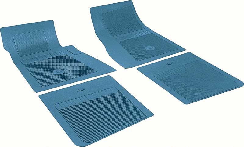 Chevrolet 4 Piece Medium Blue Floor Mat Set With Bow Tie 