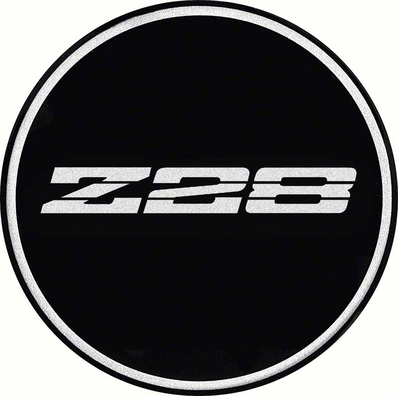 R15 Wheel Center Cap Emblem Z28 2-15/16" Chrome Logo/Black Background 