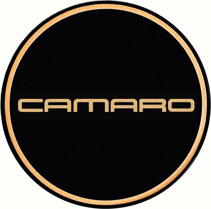 GTA Wheel Center Cap Emblem Camaro 2-1/8" Gold Logo/Black Background 