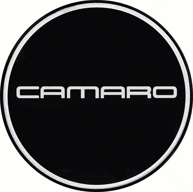R15 Wheel Center Cap Emblem 2-15/16" Chrome Camaro Logo/Black Background 