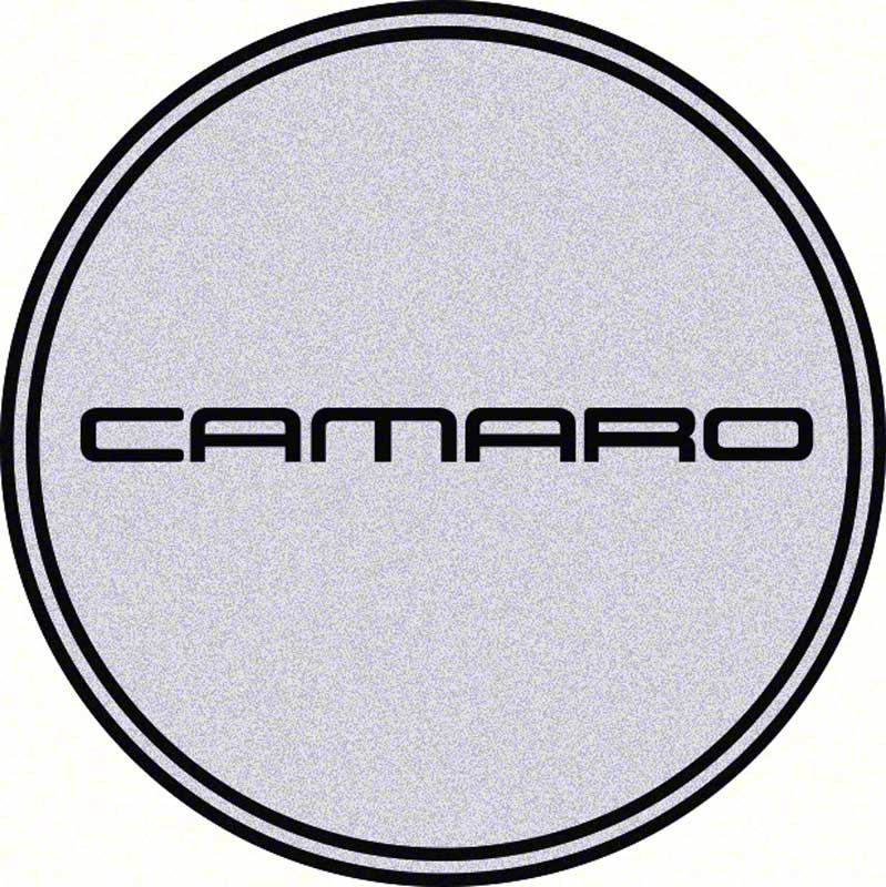 R15 Wheel Center Cap Emblem 2-15/16" Black Camaro Logo/Silver Background 