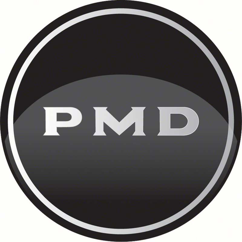 R15 Wheel Center Cap Emblem 2-15/16" DiameterChrome PMD Logo/Black Background 