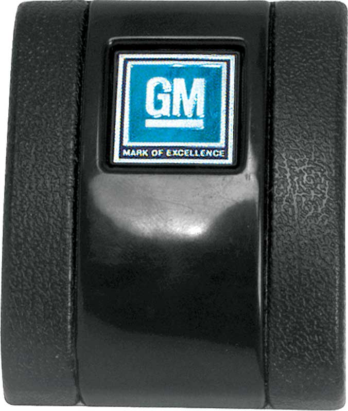 1968-72 Black Standard Interior Seat Belt Cover With GM Mark of Excellence Emblem 
