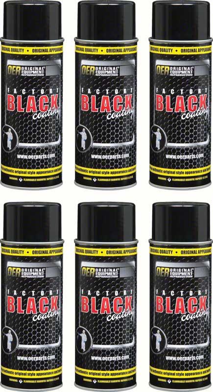 "Factory Black" High Gloss Black Paint Case of 6 -16 Oz Aerosol Cans 