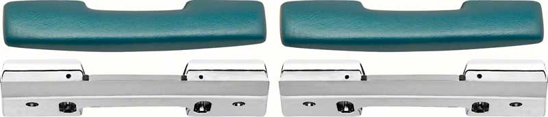 1965-67 Nova, 1967 Camaro / Firebird Turquoise/Aqua Standard Front Arm Rest Kit 