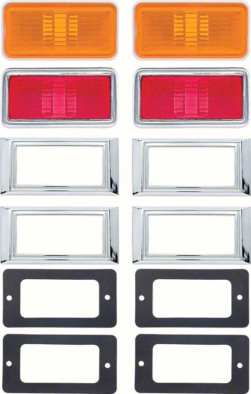 1969 Side Marker / Bezel Lamp Kit (Amber / Red) 
