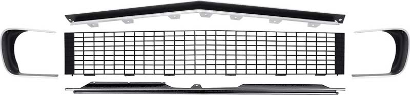 1967-68 Camaro RS Restorer's Choice&trade; Grill Kit without Silver Trim / with Headlamp Bezels 