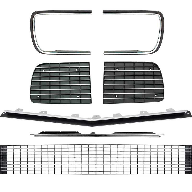 1967-68 Camaro RS Restorer's Choice&trade; Grill Kit with Silver Trim / without Headlamp Bezels 