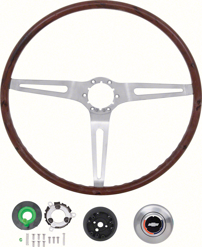 1969 Camaro, Impala / Full Size, Nova without Tilt Wheel Rosewood Steering Wheel Kit 