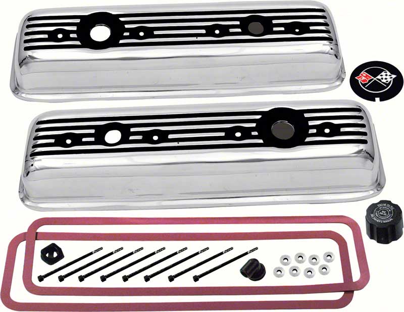 1986-92 Chevrolet Small Block Polished Aluminum Center Bolt Valve Cover Set 