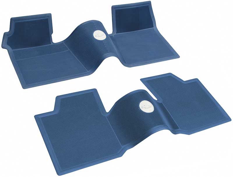 1961-64 Chevrolet Without Console Dark Blue 2 Piece Front And Rear Rubber Floor Mat Set 