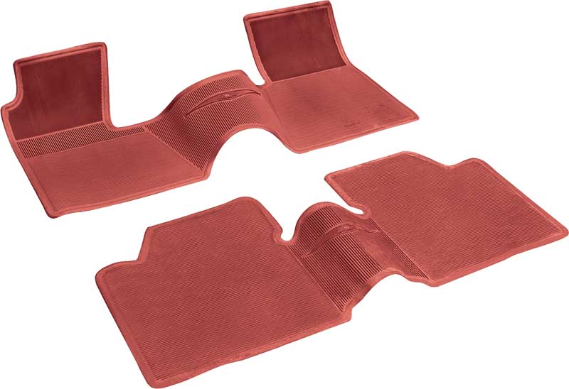 1962-64 Chevy II / Nova Red 2 Piece (Full Front / Full Rear) OE Style Rubber Floor Mat Set 