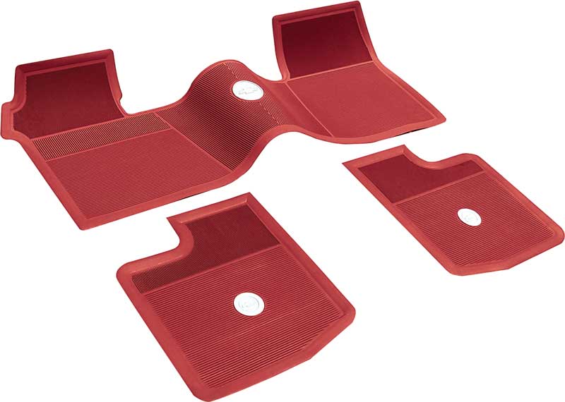 1962-65 Chevrolet Without Console Red 3 Piece Rubber Floor Mat Set 