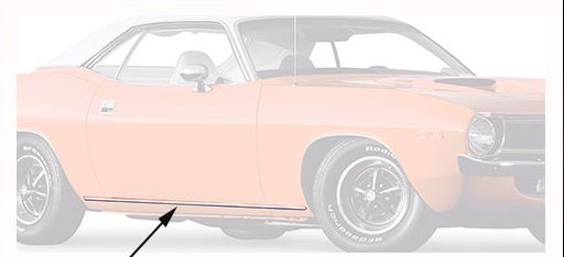 1970-1971 Dodge Challenger Rocker Panel Trim Moldings 