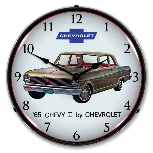 1965-1965 Chevrolet Nova / Chevy II LED Clock. Silver