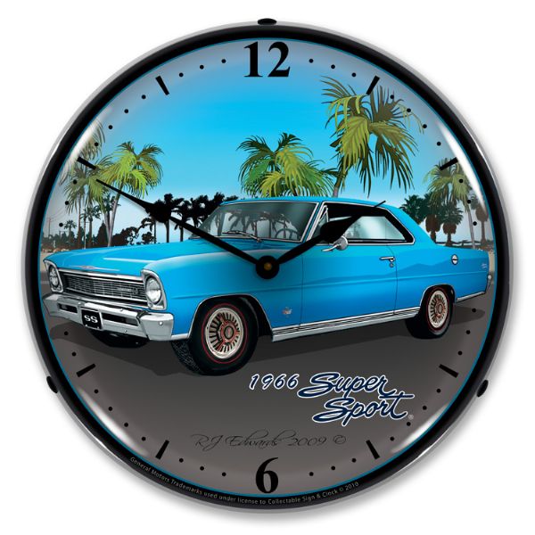 1966-1966 Chevrolet Nova / Chevy II LED Clock. Blue