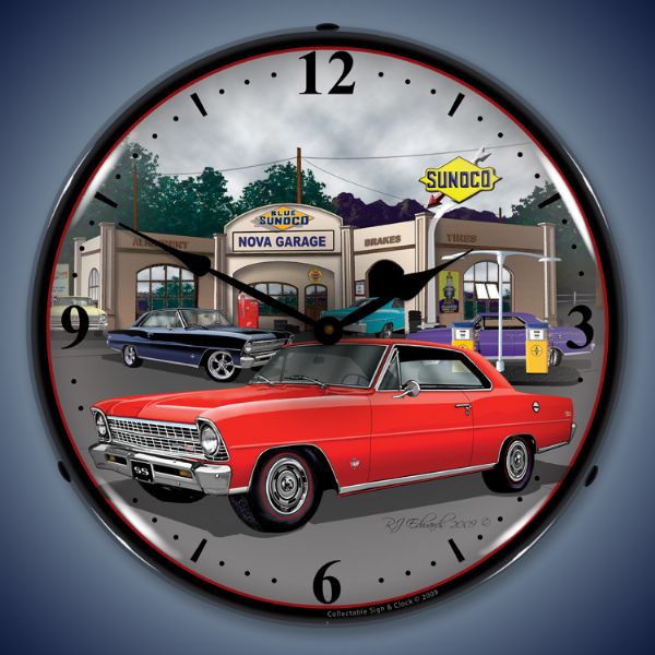 1967-1967 Chevrolet Nova / Chevy II LED Clock. Red