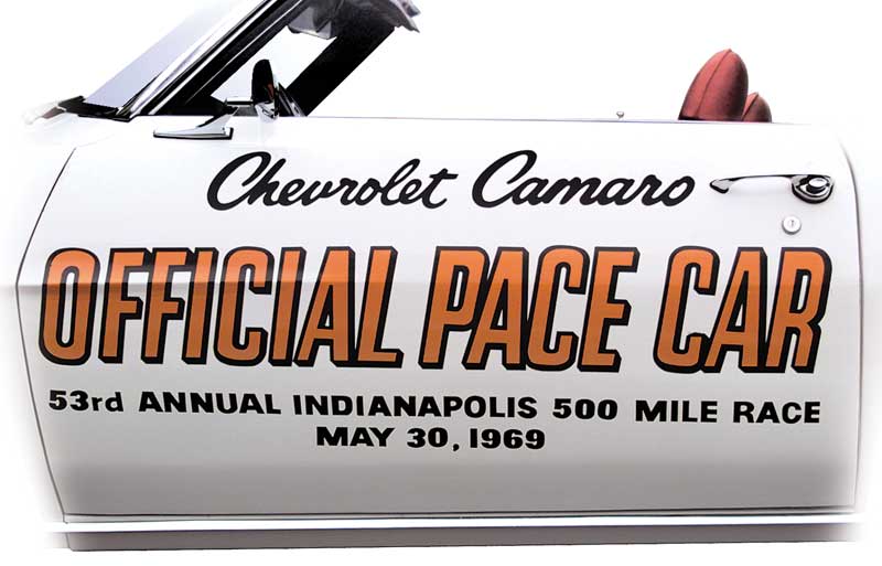 1969 Camaro Indy 500 Pace Car Door Decal Set 