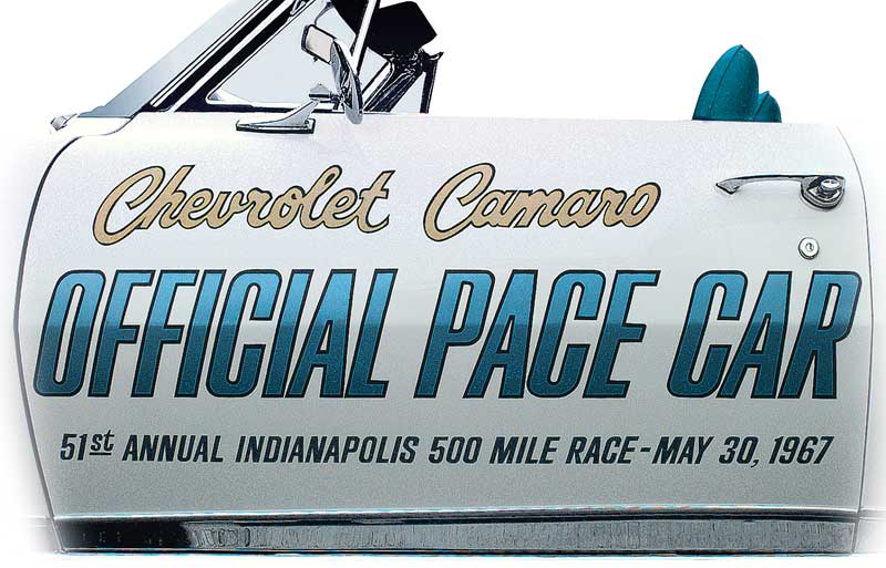 1967 Camaro Indy 500 Pace Car Door Decal Set 