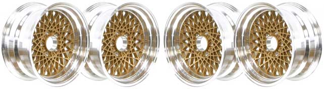 16" X 8" GTA Alloy Wheel Set - (2) 0mm Offset & (2) 16mm Offset - Gold 
