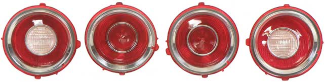 1971-73 Camaro RS Tail Lamp/Back Up Lens Kit with Chrome Trim Ring (2nd Design) 