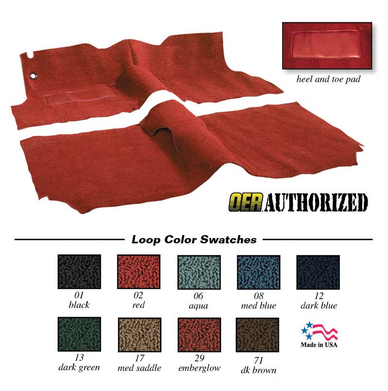 1955 Passenger 4 Door Sedan With Bench Red Molded Loop Carpet Set 