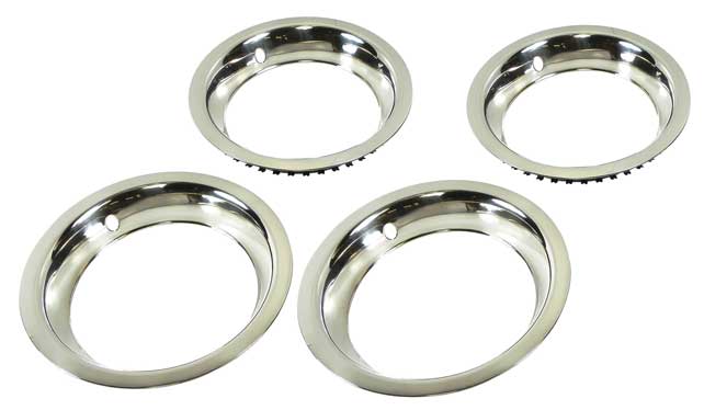 14" Stainless Steel 1-1/2" Deep Round Lip Rally Wheel Trim Ring Set 
