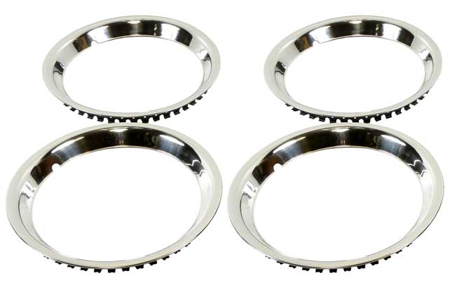 16" Stainless Steel 1-1/2" Deep Round Lip Rally Wheel Trim Ring Set For ReproductionWheel Only 