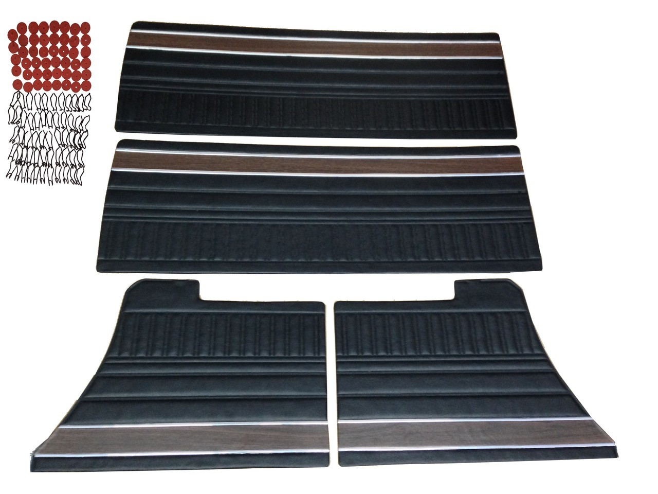 W6506-C Mopar 1972 Duster 340 Demon Front and Rear Woodgrain Door Panel Set