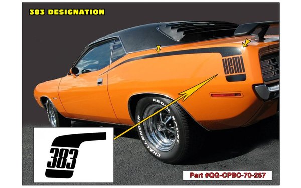 1970 Plymouth Barracuda Hockey Stick Stripes Kit - 383