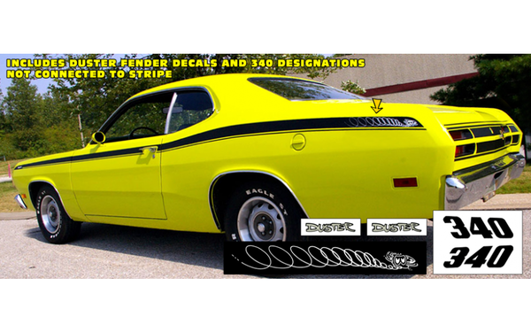 1970 1971 1972 PLYMOUTH DUSTER 340 FENDER DECALS PAIR